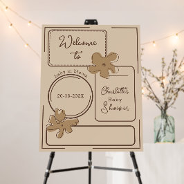Convite de Baby Shower com Flores em Estilo Minima