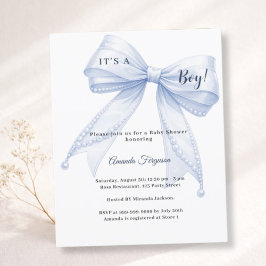 Convite de Baby Shower menino pérolas elegantes la