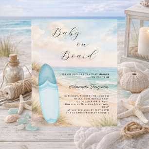 Convite de Baby Shower para menino com prancha de