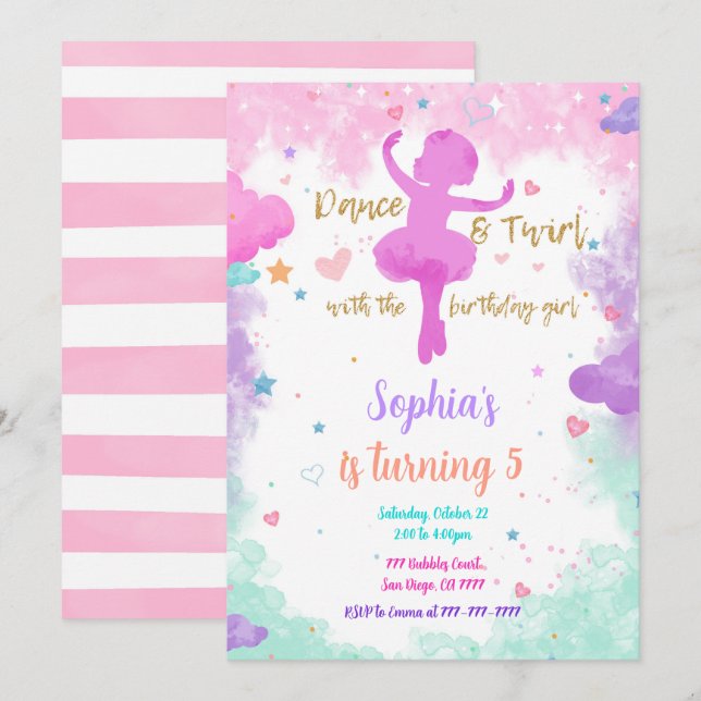 Convite de Bailarina  (Frente/Verso)