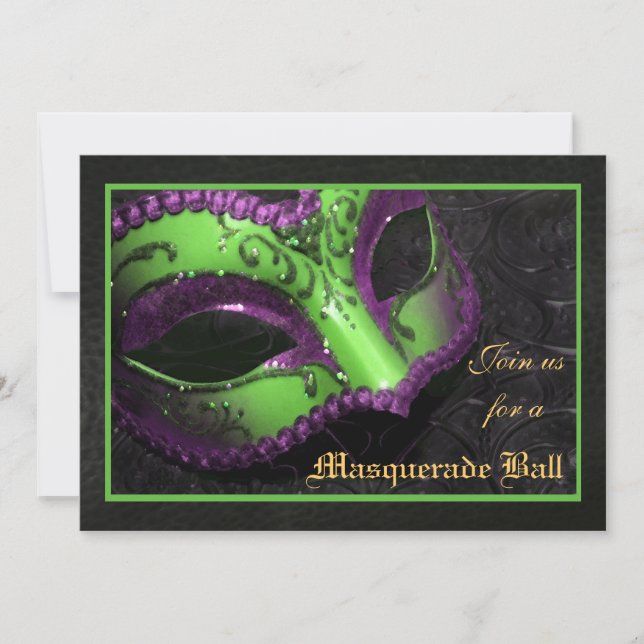 Convite de Baile de Máscaras de Halloween Green Ma (Frente)