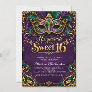 Convite de Baile de Máscaras Sweet 16