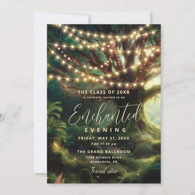 Convite de Baile Enchanted Forest com Luzes de Fad (Frente)