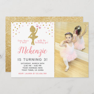Convite de Ballerina Aniversário com Foto