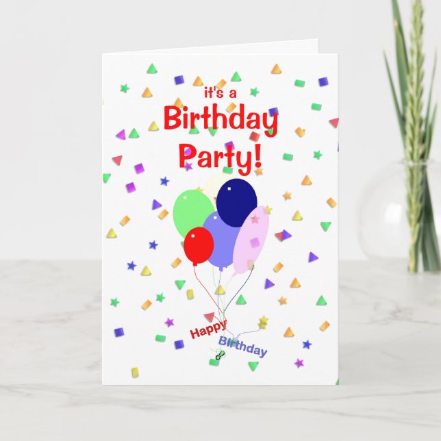 Convite de Balões para Festa de Aniversário (Frente)