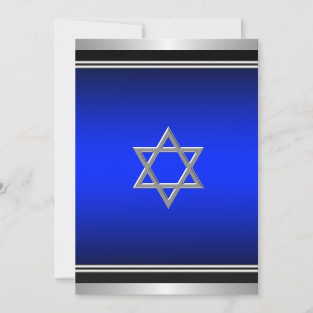 Convite de Bar Mitzvah Azul da Marinha Real (Frente)