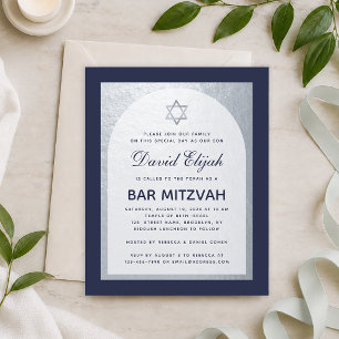 Convite de Bar Mitzvah Azul Marinho Prata Orçament
