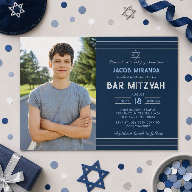 Convite de Bar Mitzvah Com Foto (Criador carregado)