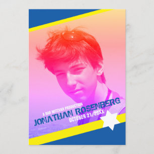 Convite de Bar Mitzvah com Foto da Estrela de Davi