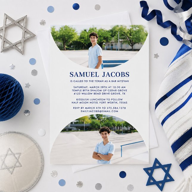 Convite de Bar Mitzvah com Foto Moderno (Criador carregado)