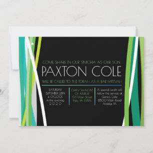 CONVITE DE BAR MITZVAH com LINHAS SIMPLES em Verde