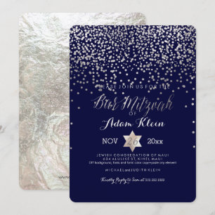Convite de Bar Mitzvah/Confete Falso Prateado da P