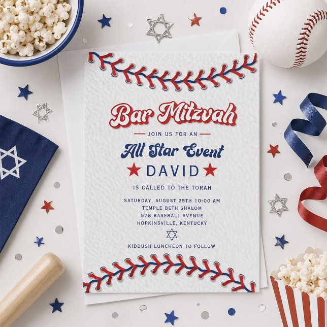 Convite de Bar Mitzvah de Beisebol All Star (Criador carregado)