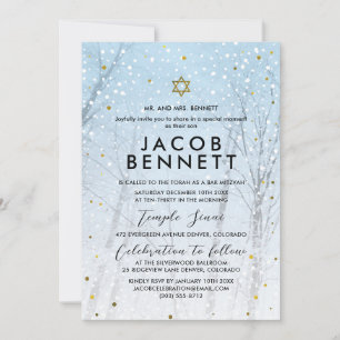 Convite de Bar Mitzvah de Inverno Floresta Nevada