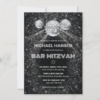Convite de Bar Mitzvah Disco Bar Festa de Dança