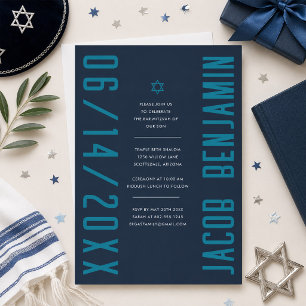 Convite de Bar Mitzvah Moderno Minimalista