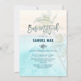 Convite de Bar Mitzvah na praia de areia branca Pi