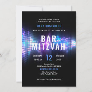 Convite de Bar Mitzvah para Festa de Dança Techno 