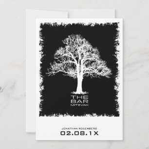 Convite de Bar Mitzvah Tree of Life Preto