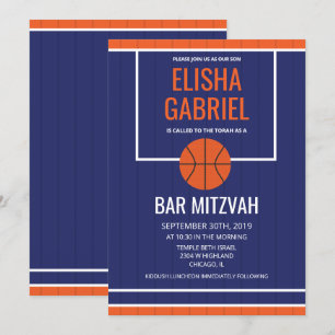 Convite de Bar Mitzvah Vintage de Basquetebol
