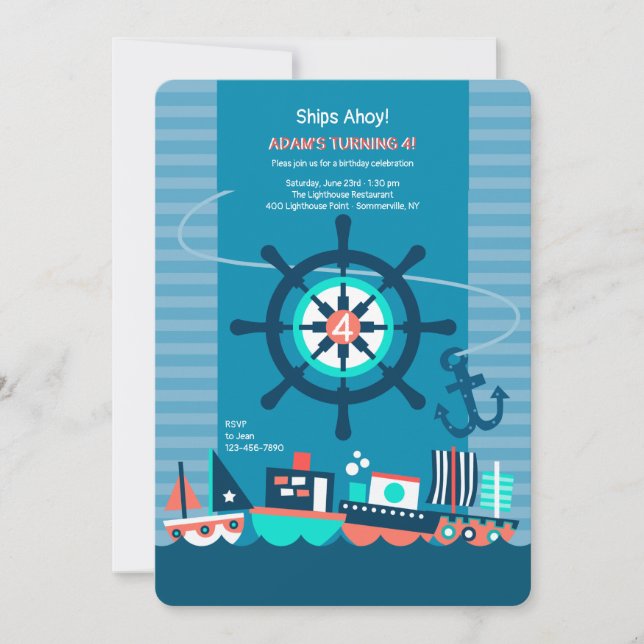 Convite de Barcos de Brinquedo (Frente)