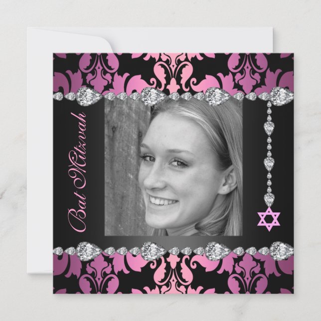 Convite de Bat Mitzvah Aniversário com Foto de Des (Frente)