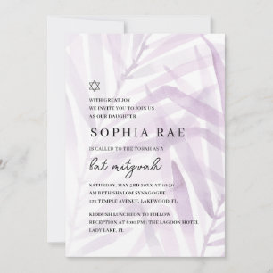 Convite de Bat Mitzvah Aquarela Botânica