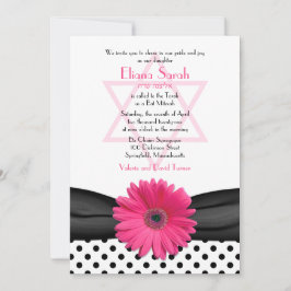 Convite de Bat Mitzvah | Bolinha de Margarida Rosa
