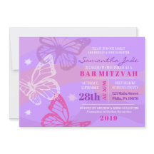 Convite de Bat Mitzvah BORBOLETAS & ESTRELAS