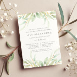 Convite de Bat Mitzvah Botânico Airy<br><div class="desc">Um convite botânico para a sua filha,  bat mitzvah,  armou sua cerimônia religiosa e detalhes da festa com uma fronteira de pura folhagem verde pastel.</div>