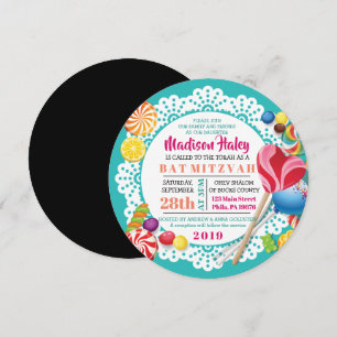 Convite de Bat Mitzvah CANDY STORE ROUND