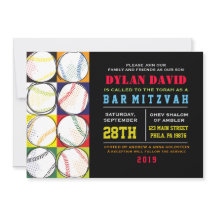 Convite De Bat Mitzvah Com Bar De Basebol Retroati