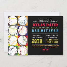 Convite De Bat Mitzvah Com Bar De Basebol Retroati