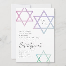 Convite de Bat Mitzvah com Estrela de David em aqu