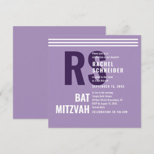 Convite de Bat Mitzvah com Monograma Moderno