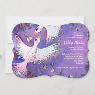 Convite de Bat Mitzvah de Pássaros & Abelhas Aquar