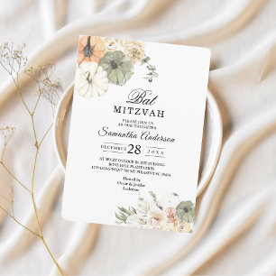 Convite de Bat Mitzvah Elegant Fall   Aquarela