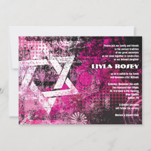 Convite de Bat Mitzvah Estrela Circular Mogen Davi