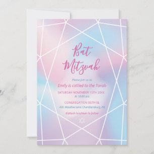 Convite de Bat Mitzvah Joia Pastel
