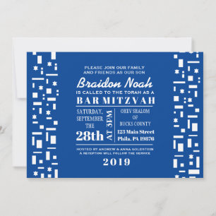 Convite de Bat Mitzvah para Bar STAR WALL em azul
