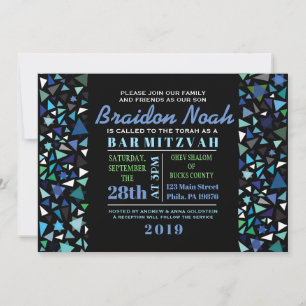 Convite de Bat Mitzvah para Bar STAR WALL em preto