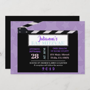 Convite de Bat Mitzvah para Bat CLAPBOARD