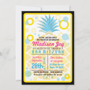 Convite de Bat Mitzvah para PINEAPPLE TROPICAL