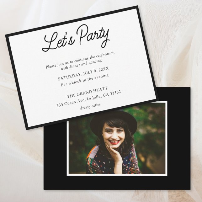 Convite de Bat Mitzvah Preto e Branco Moderno (Modern Black & White Bat Mitzvah Party Invitation
)
