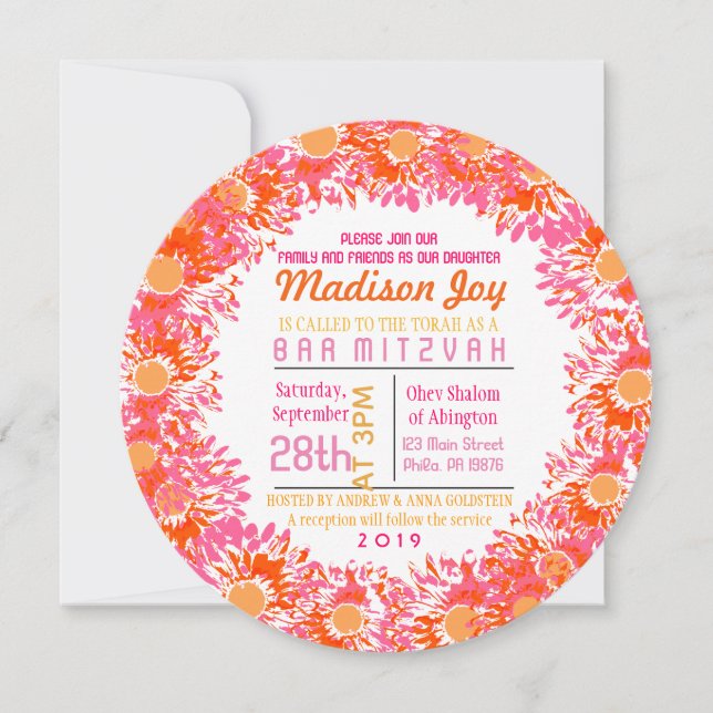 CONVITE DE BAT MITZVAH SO PRETTY DAISY (Frente)