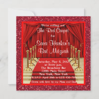Convite de Bat Mitzvah Tapete Vermelho Brilhante H