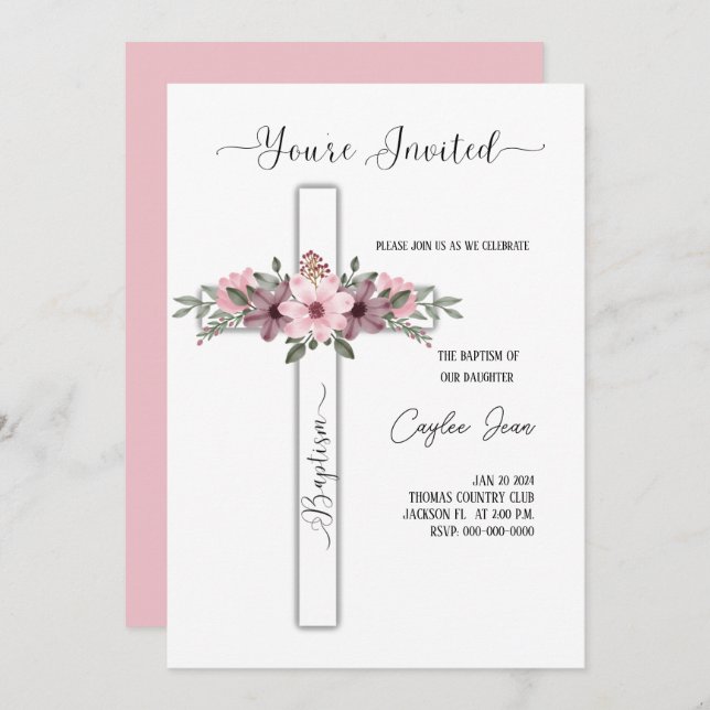 Convite de Batismo  (Frente/Verso)