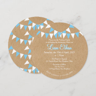 Convite de Batismo Azul Baby Bunting