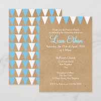 Convite de Batismo Azul Baby Bunting para Batizado