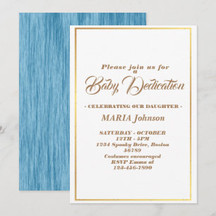 Convite de Batismo Azul de Aquarela Moderna